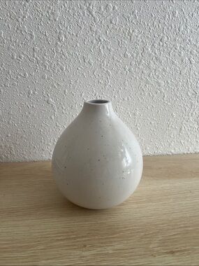 Small Ikea White Speckled Ceramic Vase
